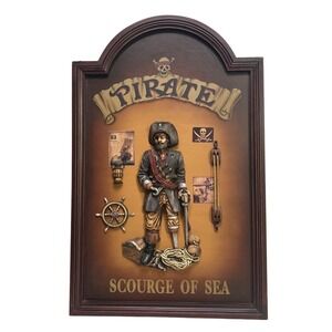 Vintage Pirate Scourge of Sea 3D Relief Wall Art Nautical Shadow Box 26x17